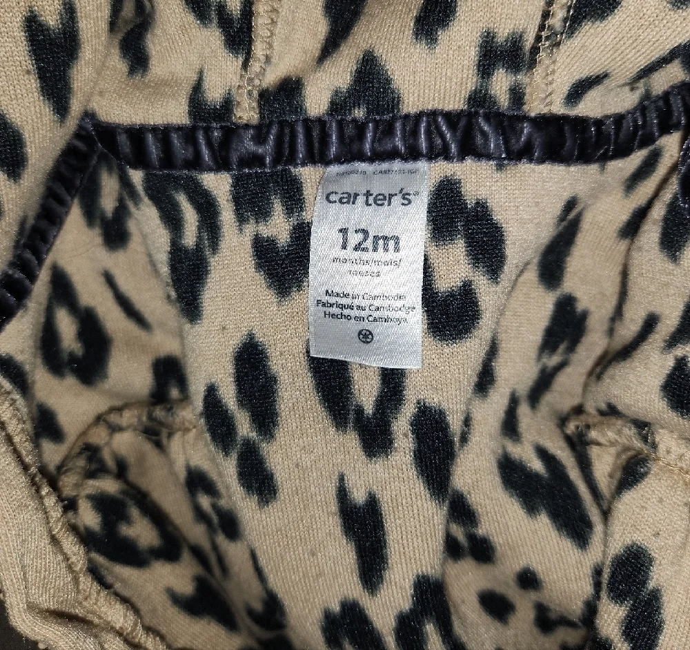 Carter's Black and Cream Animal Print Footie